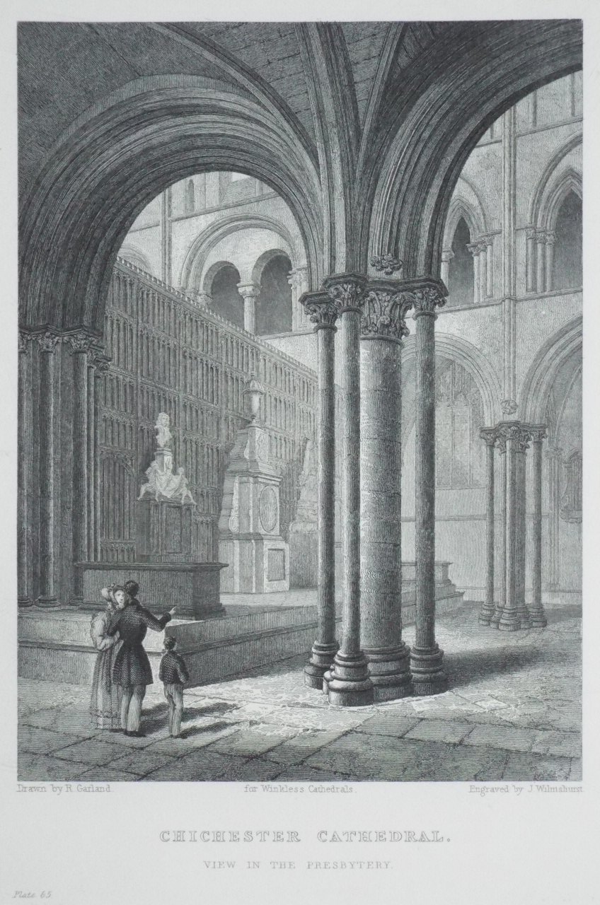 Print - Chichester Cathedral. View in the Presbytery. - Winkles